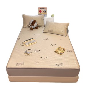 Hongchang Ice Silk Bed Sheet Set 1.5m 1.8m Cooling Cartoon Print Machine Washable Air Conditioning Soft Mattress Cover - Product Image 5