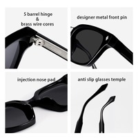 Lunettes de soleil personnalisées de Chine pour femmes, tendance rétro, montures noires, lunettes carrées classiques, collection 2026, lunettes de soleil tendance pour hommes, vente chaude