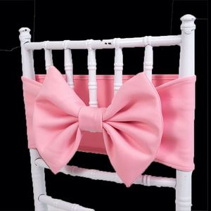 2026 New Customized Blush <b>Pink</b> Chair Sashes Polyester Bow Flower Chair Sashes for Banquet - Product Image 1