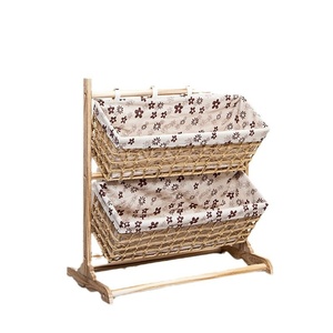NFS Organisateur multicouche en bois massif pour la maison, les collations, les jouets, étagère de rangement au sol en rotin pour la maison - Product Image 5