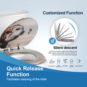 Siège de toilette pour chien en acrylique, couvercle de siège de toilette ovale, imprimé, fermeture douce, facile à nettoyer, durable, pour salle de bain moderne et amoureuse des animaux - Product Image 3