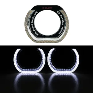 Yeni tasarım 3 inç melek gözler DRL araba projektör lens otomatik işık kefenlerle beyaz renk araba aksesuarları için örtüler kapakları