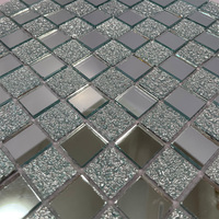 Mosaïque abstraite couleur or et argent pour crédence de cuisine, mosaïque de verre miroir biseauté en forme de diamant pour salon