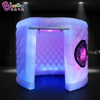 Cabine photo gonflable publicitaire LED 360° avec fond de scène en forme de cube, tente gonflable personnalisée pour les mariages, les fêtes et les événements