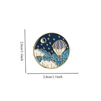 Broche émaillée en alliage de zinc, motif montgolfière ciel nocturne, lune, étoile et nuage, pour sac à dos, sac, chapeau, décoration ou cadeau