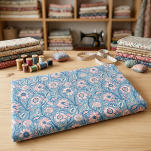 Tissu en coton tricoté uni de poids moyen résistant à l'eau Sanganer LEGACY FABRICS pour la confection de sacs et de textiles de maison à motifs floraux (vente en gros) - Product Image 3