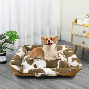 New Design Cow Print Pet <b>Sofa</b> Nest Soft Comfortable Pet <b>Bed</b> Dog <b>Cat</b> Warm Deep Sleep Pet Plush <b>Sofa</b> Nest - Product Image 2