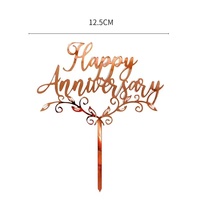 Bestseller 1 Stück Gold Silber Acryl Happy Anniversary Valentinstag 12,5cm Tortendekoration Partydekoration