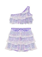 Tenue de danse jazz Iiniim, costume artistique à paillettes, en soie/coton, pour soirée, compétition, spectacle, rose vif