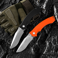 Couteau pliant J331R haute dureté pour la chasse, la survie, le camping en extérieur, avec manche G10, clip ceinture et lame finition Stone Wash – Couteau EDC