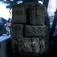 Organisateur de panneau de siège de voiture tactique en tissu Oxford avec 5 pochettes Molle détachables, universel, compatible avec la plupart des véhicules B118