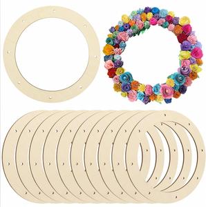 Wholesale <b>Wooden</b> Crafts for Holiday Decorations Wreath Cutouts <b>Slice</b> Frame for Valentine's Day and Easter Dropshipping - Product Image 1