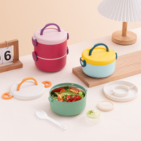 Boîte à lunch isotherme en acier inoxydable rond avec poignée pour enfant, personnalisée, simple, étanche