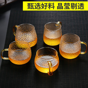 Taza de vidrio martillado con asa de color, taza de té de borosilicato de alta calidad para el té de la tarde para adultos - Product Image 3