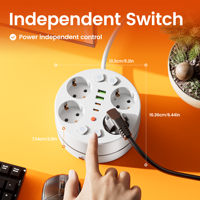 Multiprise avec cordon rotatif, protection contre les surtensions et les surcharges, 9 prises EU, 4 AC, 2 USB, 2 Type C, OEM/ODM