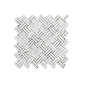 Natural marble white herringbone mosaic simple style wall tile for kitchen and bathroom fireplace