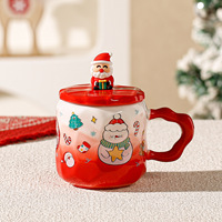 Mug de Noël créatif en céramique avec dessin animé, ensemble cadeau et souvenir de Noël