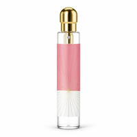 Flacon vaporisateur de parfum vide personnalisé 35 ml rechargeable, atomiseur à fine brume, étiquette florale rose et blanche, vente en gros en vrac