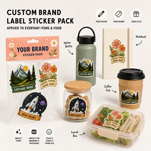 Pack d'autocollants personnalisés pour marque, forme irrégulière, papier adhésif durable, impression numérique, étiquettes pour emballage cadeau et artisanat - Product Image 3