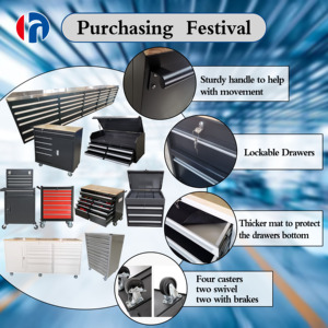 Armoire à outils de garage en acier personnalisée de 72 pouces, établi multifonctionnel mobile, chariot général à outils en métal avec 15 tiroirs - Product Image 2