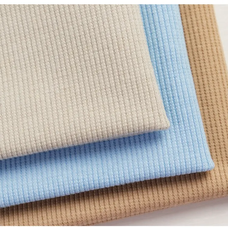 Free sample card rib knit fabric cotton warp spandex 2x2 rib clothes hem fabric