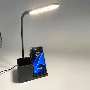 <span class=keywords><strong>2022</strong></span> QI chargeur sans fil support lampe de lecture livre lumière oeil amical Dimmable bureau LED lampe de bureau avec porte-stylo - Product Image 1