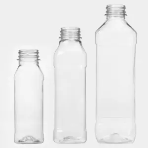 Vanjoin High Quality Wholesale Price 250ml 350ml 500ml 1L French Square Shape Plastic Empty Bottle For Juice Beverage