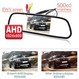 شاشة مرآة سيارة GreenYi مقاس 5 بوصات عالية الدقة مع كاميرا خلفية للسيارة بزاوية 170 درجة ورؤية ليلية فائقة الوضوح - Product Image 5