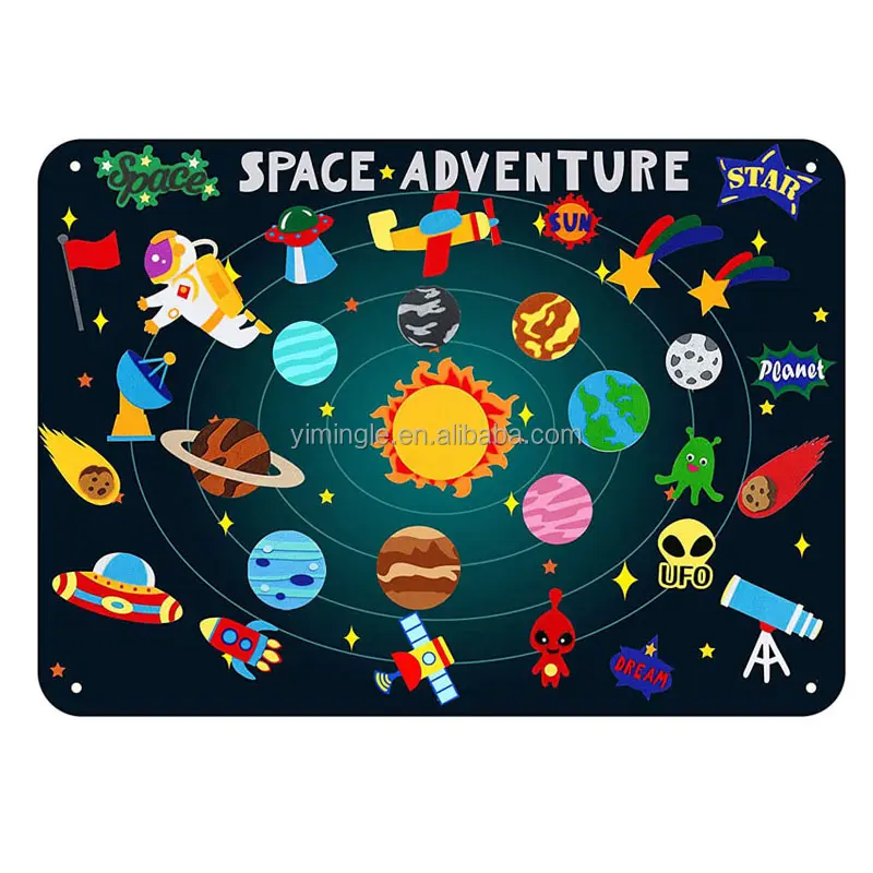 Фланелевая войлочная доска в космическом стиле, набор рассказов, комплект для рассказов и игр, солнечная система, Вселенная, астронавт, планета, Инопланетянин, галактика, настенное украшение