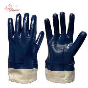SRsafety mavi ANSI Anti Cut eldiven seviye 5 nitril kaplı inşaat eldivenleri su geçirmez HPPE koruyucu eldiven - Product Image 4
