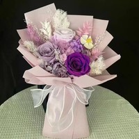 Bouquet de fleurs éternelles préservées, fleurs durables avec boîte cadeau pour la fête des mères, les anniversaires, les célébrations