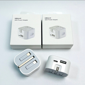 UK <b>Plug</b> 35W Fast Charging PD QC3.0 USB A+<b>C</b> Dual Port Wall Charger Power <b>Adapter</b> Stable for Mobile Phone Tablet Device - Product Image 1