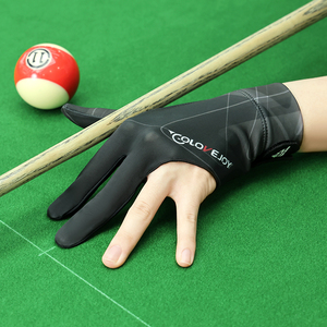 Gants <span class=keywords><strong>de</strong></span> <span class=keywords><strong>billard</strong></span> personnalisés en gros avec logo, antidérapants, 3 doigts, respirants, confortables, unisexes, pour le snooker - Product Image 3