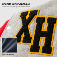 Veste universitaire personnalisée pour homme, manches en cuir, patch en chenille, mélange de laine, couleur contrastée, veste bomber de baseball
