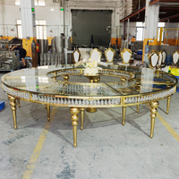 Nouvelle conception de table de mariage de luxe en acier inoxydable doré, table de la mariée, table de la mariée et du marié