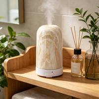 Diffuseur d'arômes électrique USB en verre à motif marbré, écologique, humidificateur ultrasonique, 7 couleurs LED pour la maison, le bureau, la chambre