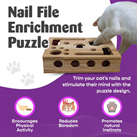 Juguete de laberinto de bolas de madera maciza de lujo con lima para uñas, diseño moderno para ejercicio y cuidado de uñas de gatos y perros