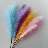 C219 Rumput Pampas Sutra Buatan, Realistis, Berwarna-warni, Bunga Reed Kering, Buket Plume, Dekorasi Pernikahan, Natal, dan Rumah
