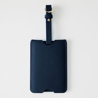 Étiquettes à bagages de haute qualité, logo personnalisé, bleu marine, cuir véritable épais, étiquettes à bagages de voyage