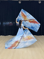 Drapeaux de culte pour la danse de louange, imprimés flamme, épée, ailes d'ange, en mousseline, bannière de danse à tenir à la main, pour la danse du ventre et les spectacles sur scène
