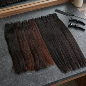 Venta al por mayor 100% paquetes de cabello humano virgen sedoso recto máquina sin procesar doble trama HD encaje pelucas y extensiones de cabello con cinta - Product Image 3