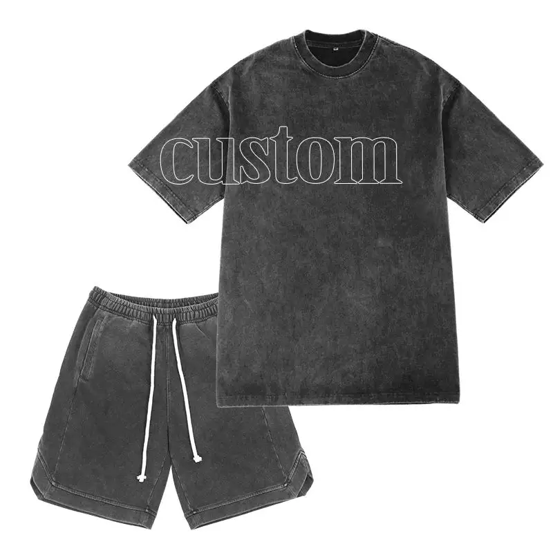 CL Fashion Sommer Vintage Shorts Set benutzer definierte Retro Männer Outfit zweiteilige Shorts T-Shirts Straße lässig zweiteilige Hosen T-Shirt Herren