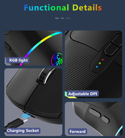 Tetikus nirkabel Laptop 9D, tetikus nirkabel vertikal ergonomis dengan lampu RGB, penjualan terbaik grosir