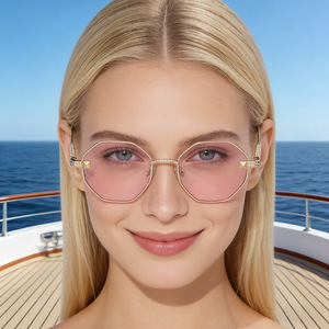 Gafas de Sol Poligonales UV400 2026, Nueva Moda para Hombre, Montura Metálica, Venta al Por Mayor - Product Image 1