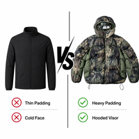 Veste matelassée d'hiver camouflage personnalisée OEM avec capuche et protection faciale, manteau matelassé coupe-vent chaud pour homme