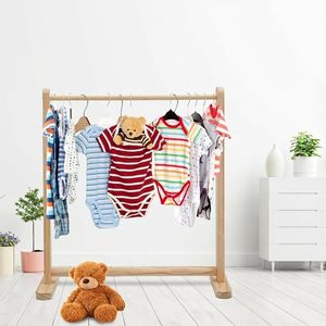 Wooden Pet <b>Clothes</b> <b>Rack</b> Double Bar Floor Standing Multifunctional Storage For Dogs Cats Small Pets Natural Wood Color Rectangle - Product Image 1