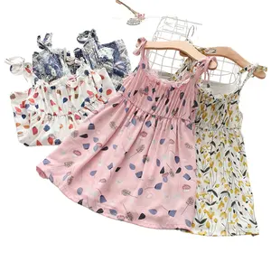 Summer Children's Dress Rayon Cotton Beach Sundress Korean Style Princess Dress Girls Cotton Silk Skirt