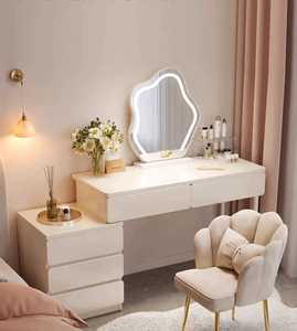 Ensemble de coiffeuse moderne blanc avec miroir LED éclairé, tabouret et <span class=keywords><strong>3</strong></span> <span class=keywords><strong>tiroirs</strong></span>, meuble de maquillage mural pour chambre et salle de bain - Product Image 6