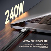Kabel Data Pengisian Cepat 240W 22cm Kulit Baru dengan Tali Kulit, Kabel USB Portable Kepala Bullet