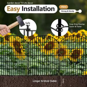 Valla decorativa de 15 paneles para jardín, VALLA DE Metal sin cavar, valla para perros para patio al aire libre, estacas para suelo de animales a prueba de herrumbre, barrera de borde de Panel - Product Image 3